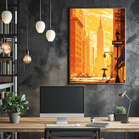 New York City Skyscraper Sunset Poster Modern Wall Art