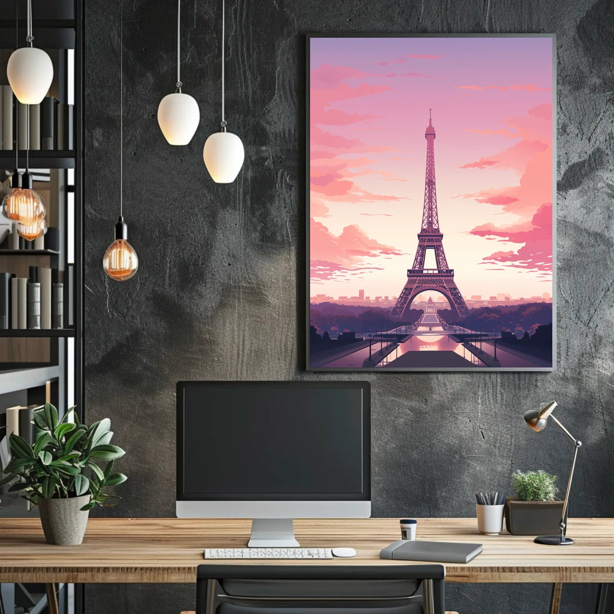 Parisian Sunset Serenity: Modern Travel Poster