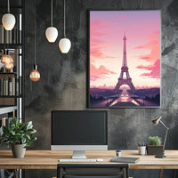 Parisian Sunset Serenity: Modern Travel Poster