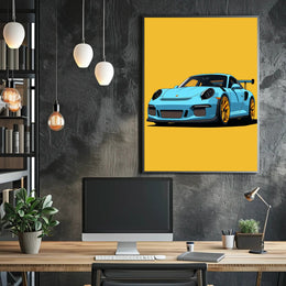 Sleek Sports Car Illustration Poster PosterGoat