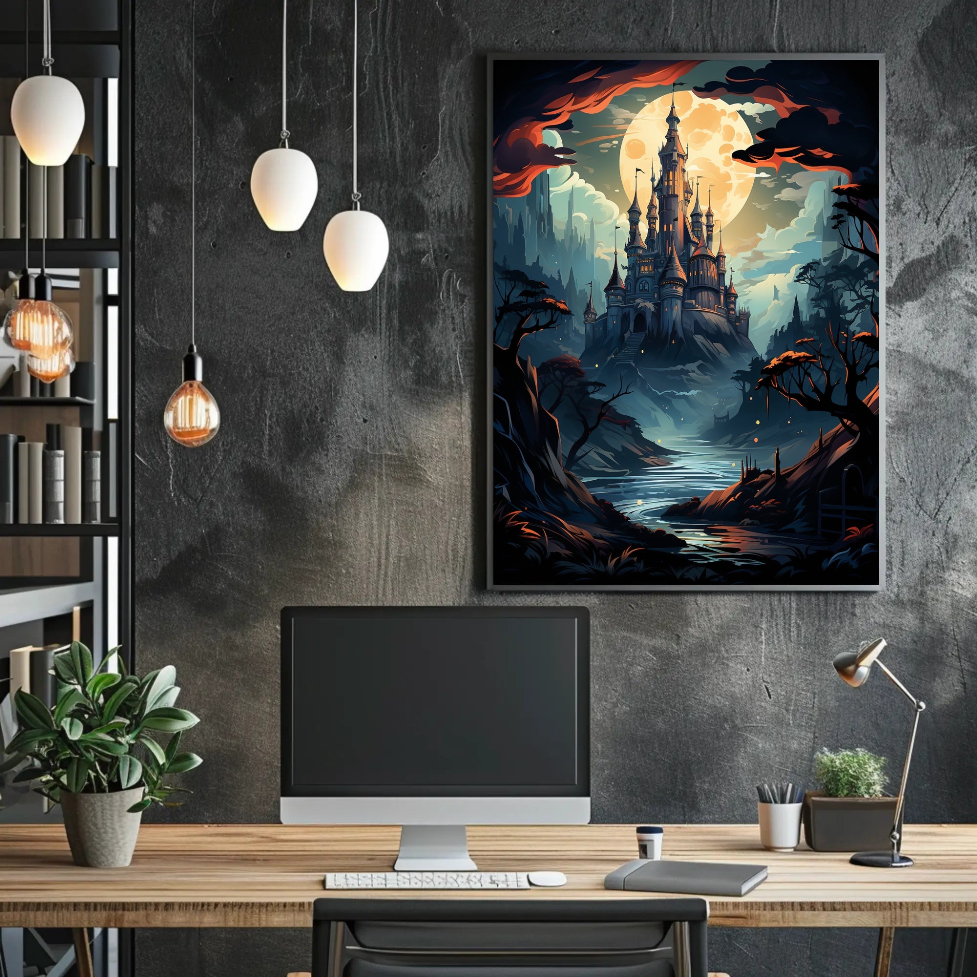 Enchanted Castle Under The Moon Poster