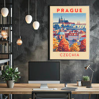 Stylized Historic Architecture of Prague Travel Poster