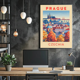 Stylized Historic Architecture of Prague Travel Poster