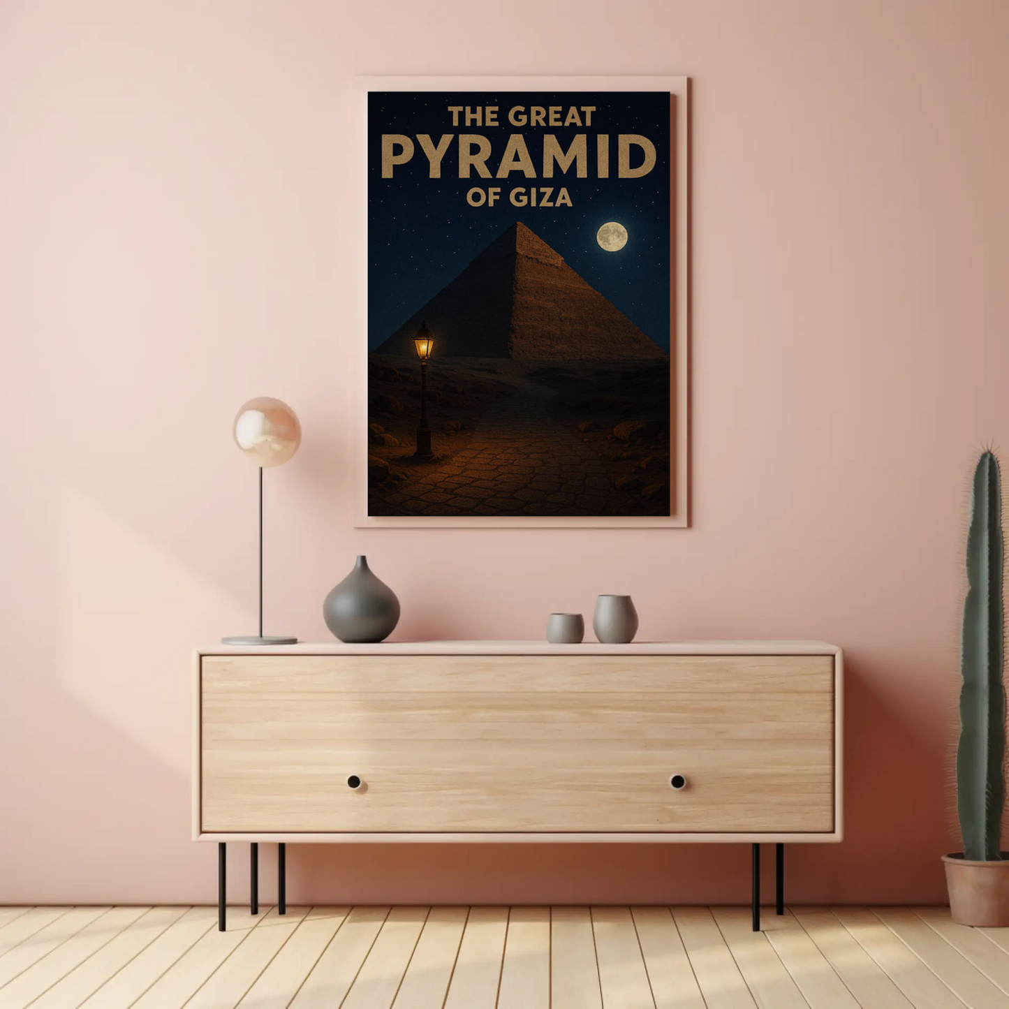 Great Pyramid of Giza Moonlight Travel Poster