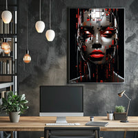 Futuristic Abstract Face Poster: Digital Art Print