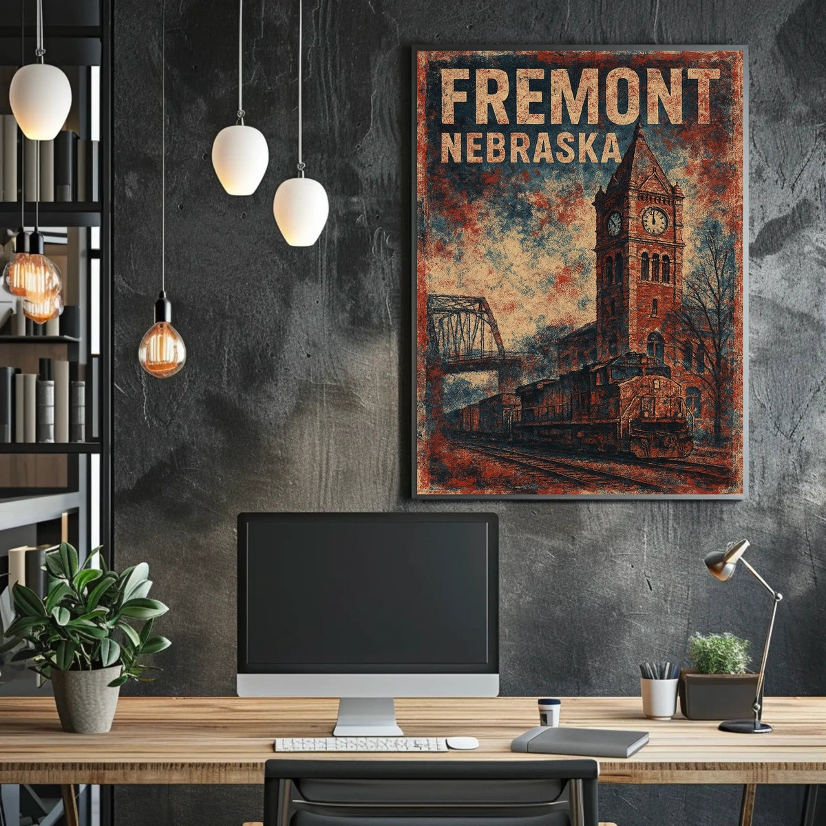 Fremont Nebraska Scenic Vintage Souvenir Poster