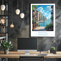 Wapping Canal with Modern Skyline Urban or Cityscape Poster