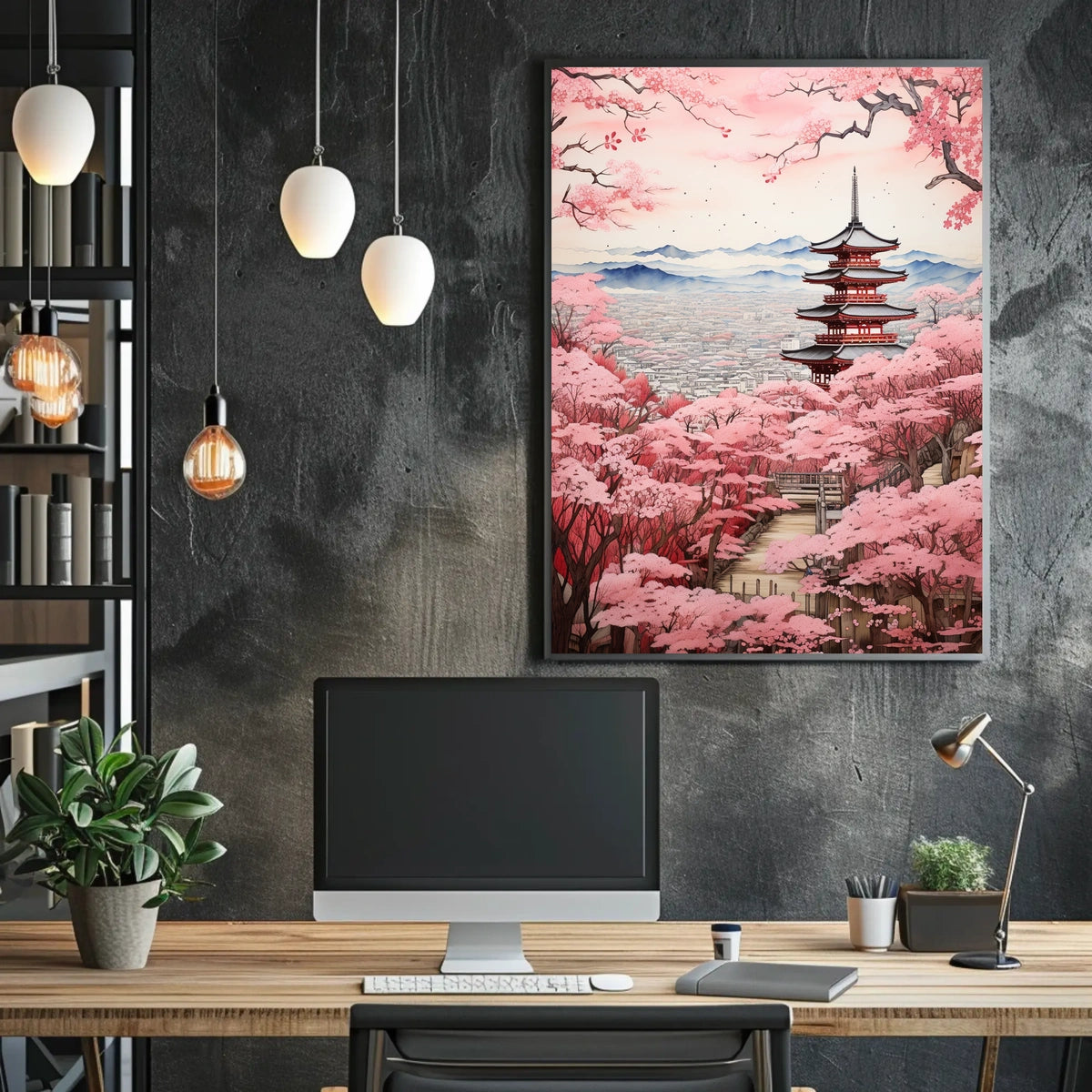 Serene Japanese Landscape with Blossoms Cultural Heritage Poster