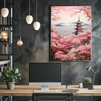 Serene Japanese Landscape with Blossoms Cultural Heritage Poster