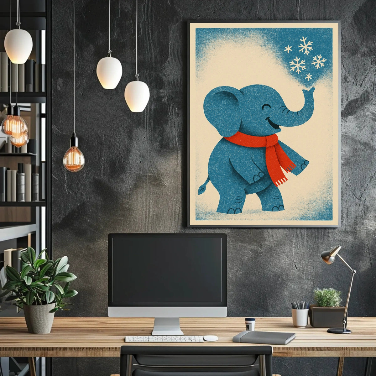 Winter Elephant Delight Poster