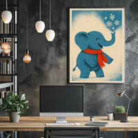 Winter Elephant Delight Poster