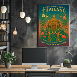 Thailand Cultural Heritage Vintage Travel Poster