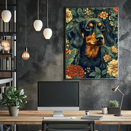 Floral Canine Elegance Wall Art Print