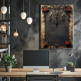 Gothic Chandelier and Roses Art Print Poster