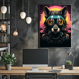 Futuristic Wolf Pilot Adventure Art Futuristic Sci-Fi Poster