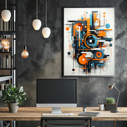 Geometric Energy Burst Modern Abstract Artistic Poster