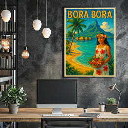 Tropical Vintage Bora Bora Travel Poster PosterGoat