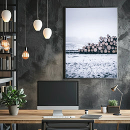 Winter Logging Scene Poster