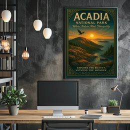 Serene Sunset Over Acadia National Park Landscape Poster