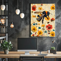 Vibrant Bee Meadow Art Print: Animal Poster