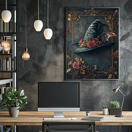 Magical Witch Hat with Roses Artistic or Pop Culture Poster