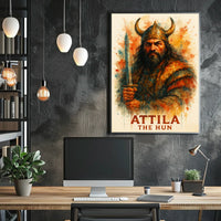 Attila the Hun Watercolor Warrior Art Poster