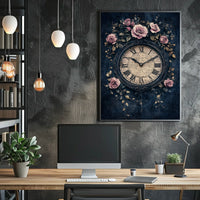 Ornate Clock and Roses Design: Artistic or Pop Culture Poster