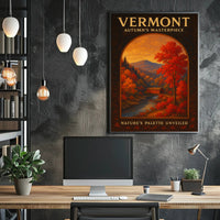 Vermont Autumn Landscape Photorealistic Travel Poster