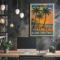 Honolulu Island Christmas Poster