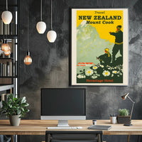Mount Cook Travel Poster Vintage-Style Landscape