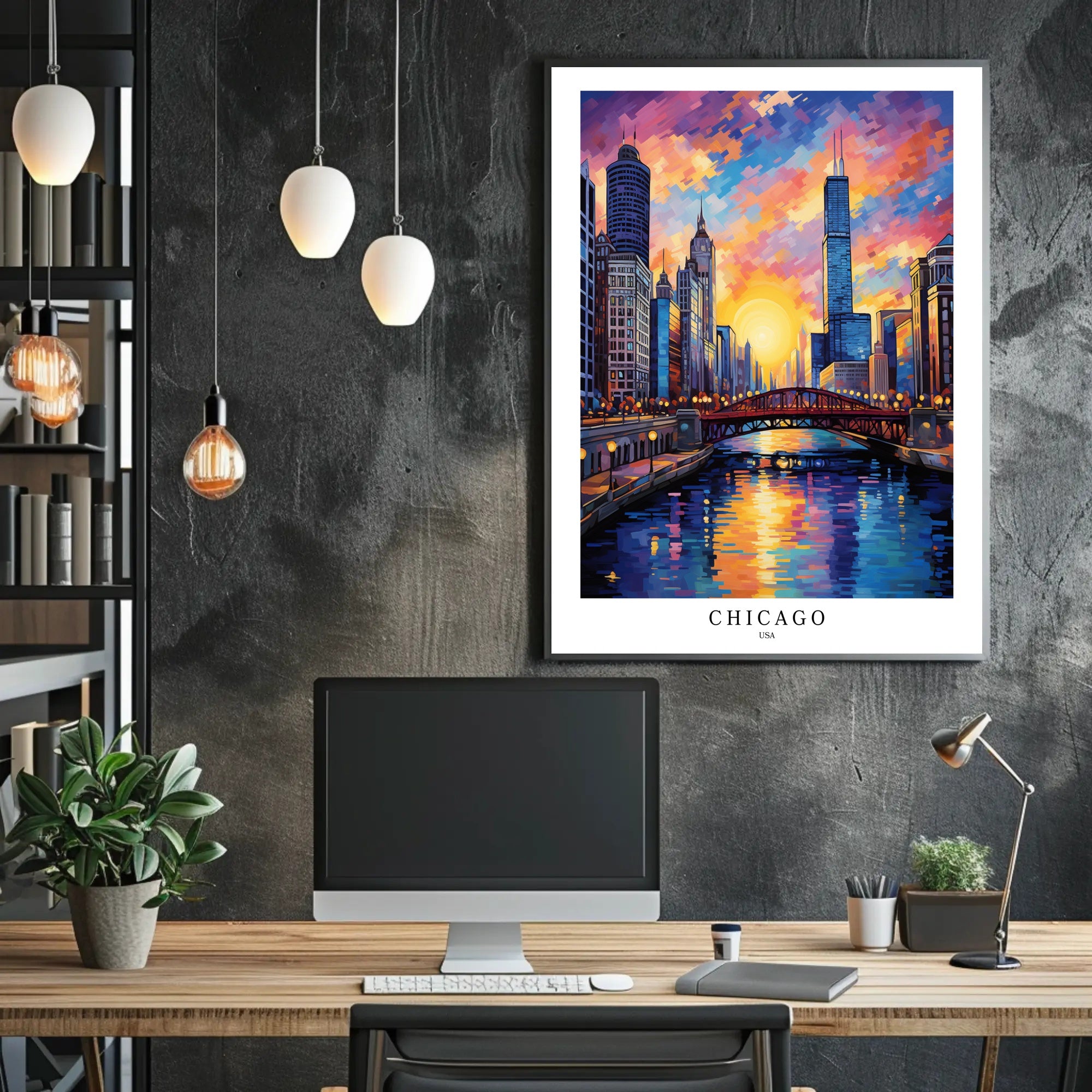 Chicago Skyline at Sunrise Urban or Cityscape Poster PosterGoat