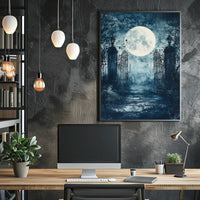 Mysterious Moonlit Gate Scene Artistic Poster