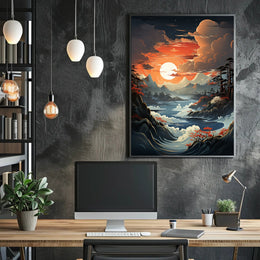 Serene Sunset Over Majestic Waters Poster PosterGoat