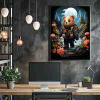 Bear's Moonlit Adventure in a National Park Poster