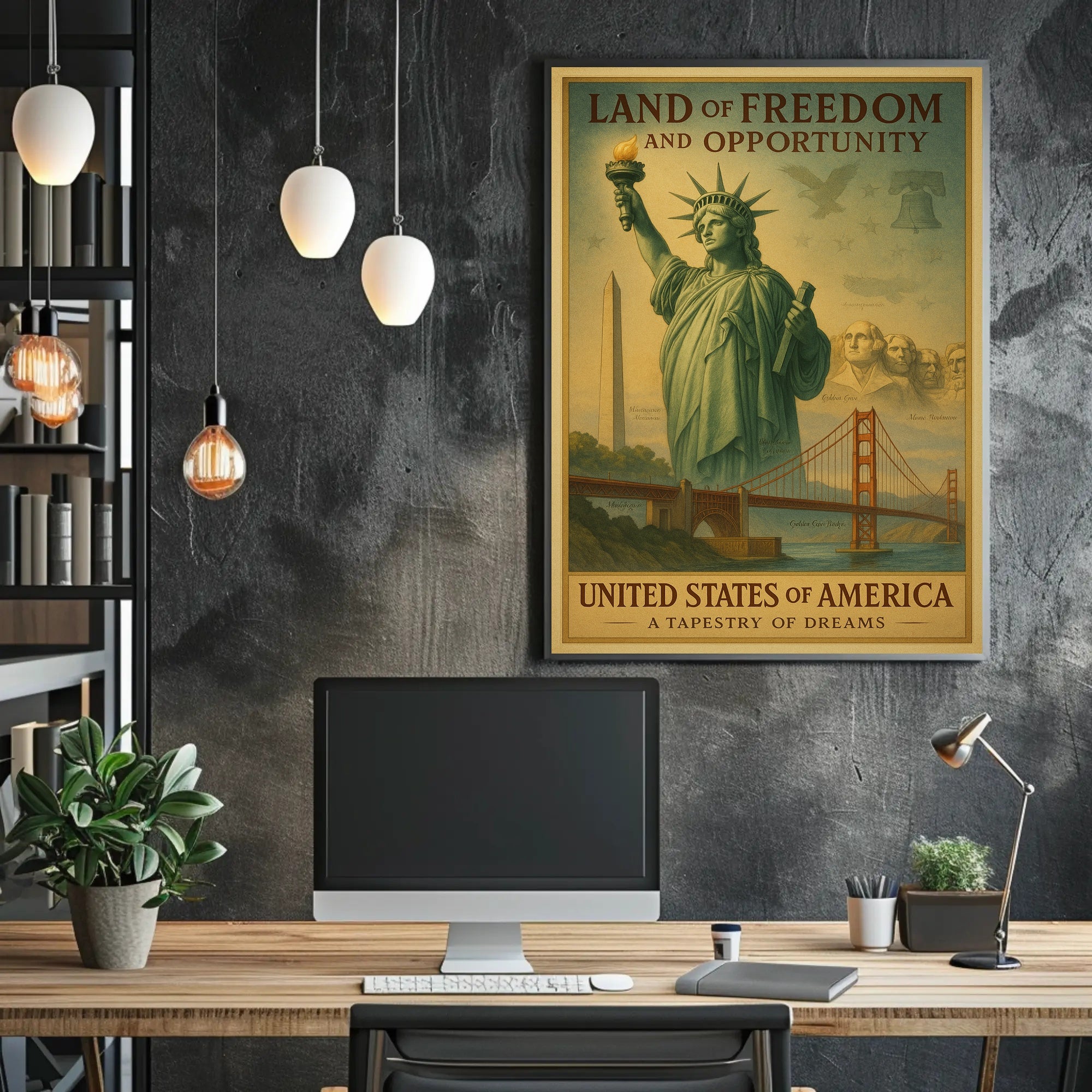 Land of Freedom and Opportunity Poster PosterGoat