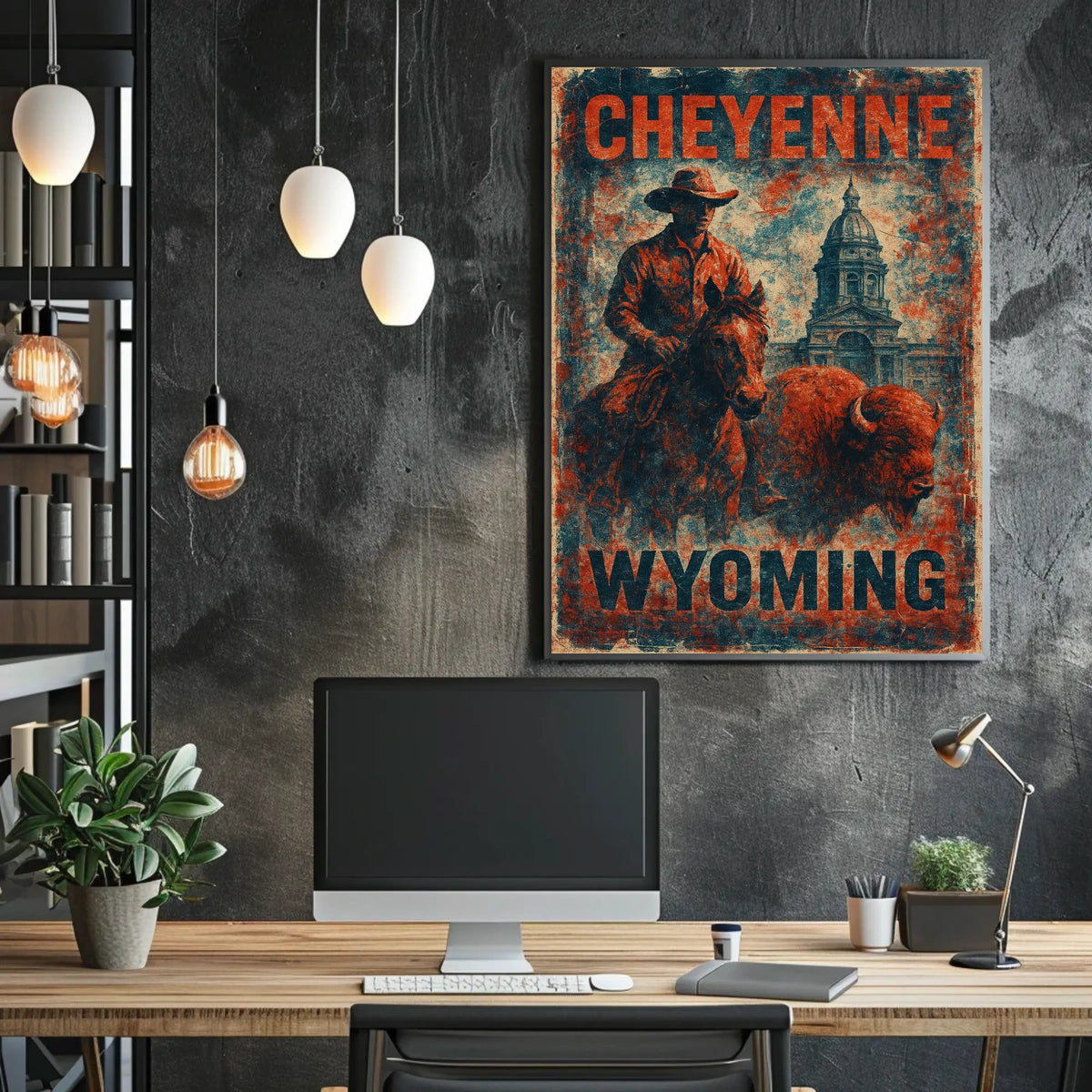 Cheyenne Wyoming Scenic Vintage Travel Wanderlust Poster