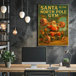 North Pole Gym Vintage Christmas Sports Poster