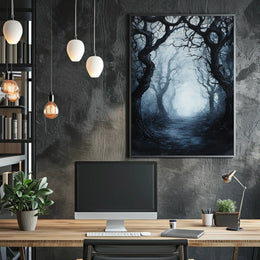 Mysterious and Eerie Forest Scene Artistic Poster