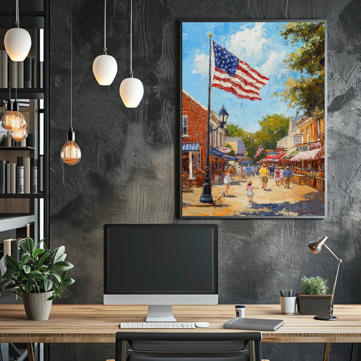 Classic American Town Square Scene Main Street Poster