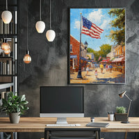 Classic American Town Square Scene Main Street Poster