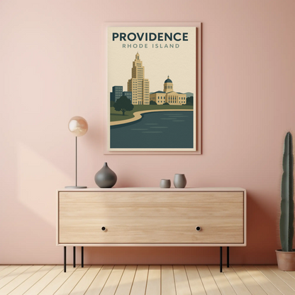 Providence Rhode Island Vintage Skyline Travel Poster
