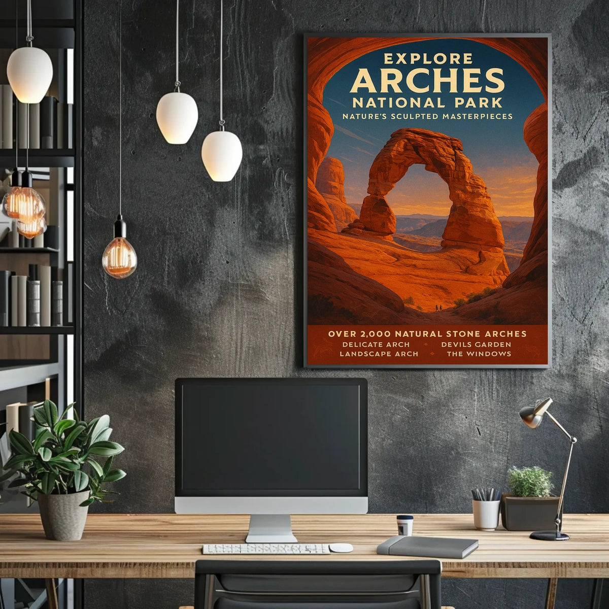 Arches National Park Vintage Adventure Poster Print