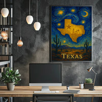 Texas Starry Night: Golden State Abstract or Artistic Poster