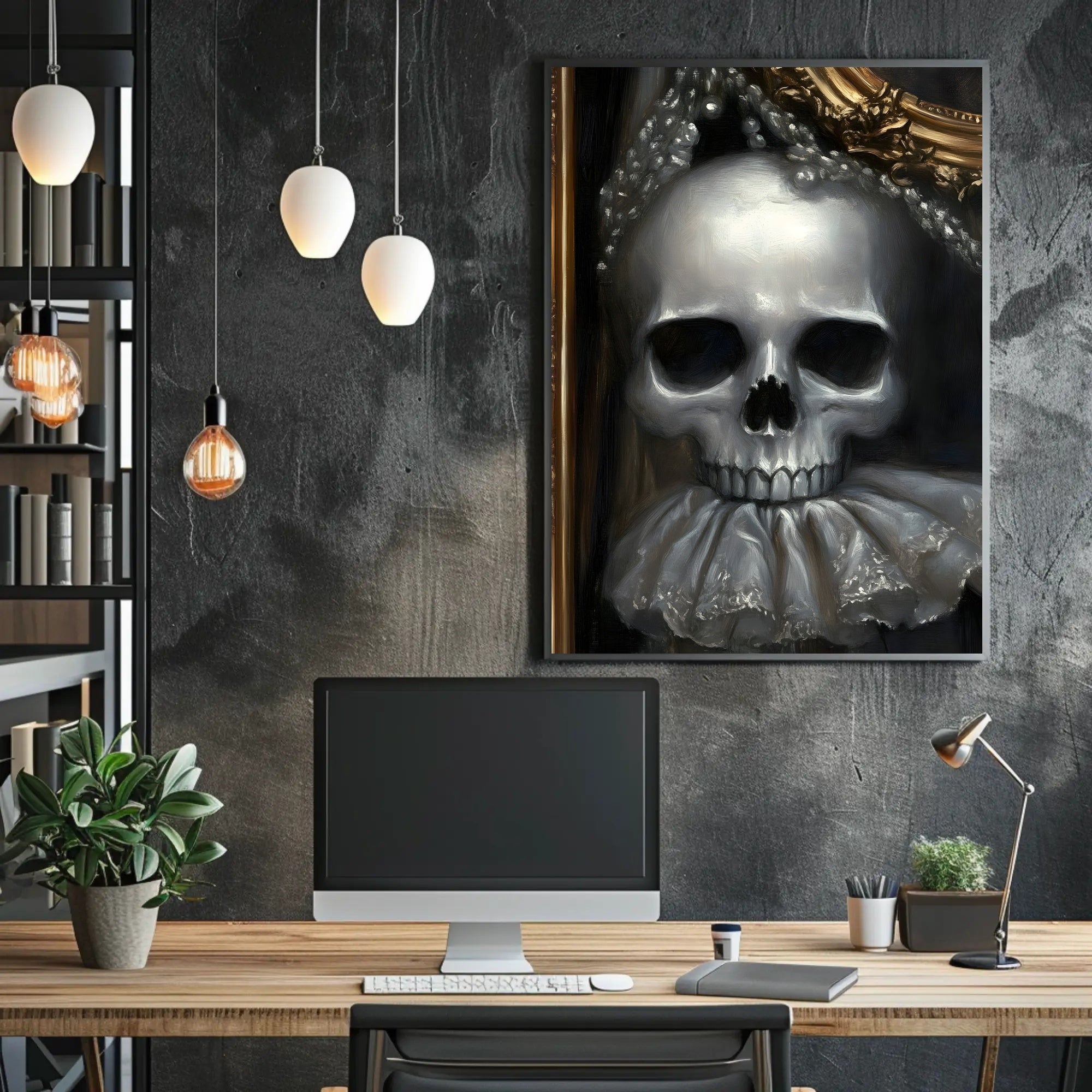 Eerie Skull with Ornate Collar: Abstract or Artistic Poster PosterGoat