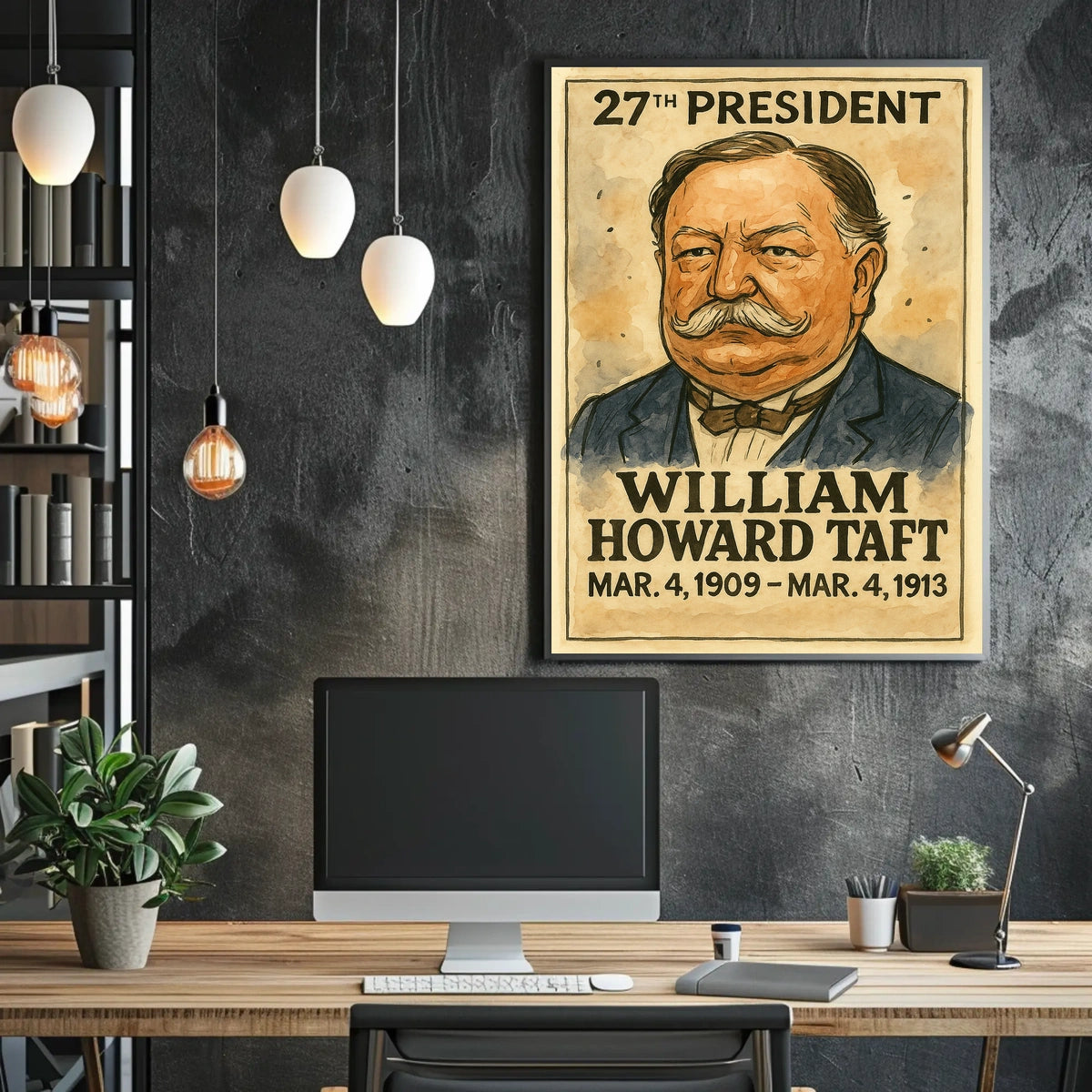 William Howard Taft 27th President of the United States Exaggerated Cartoon Sketch Poster