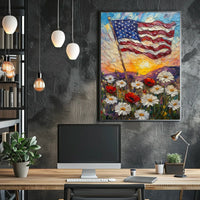 Windswept American Flag Wall Art Print 18x24 Poster