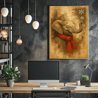 Festive Elephant in Winter Poster