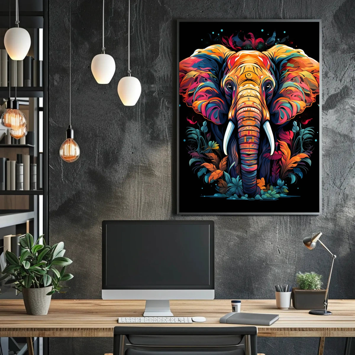 Majestic Elephant Abstract Wildlife Art Poster