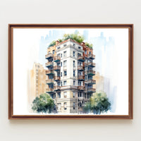 Urban Architectural Watercolor Poster