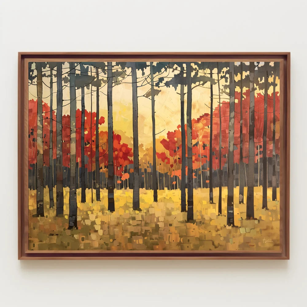 Autumn Forest Serenity: Modern Impressionistic Art Poster
